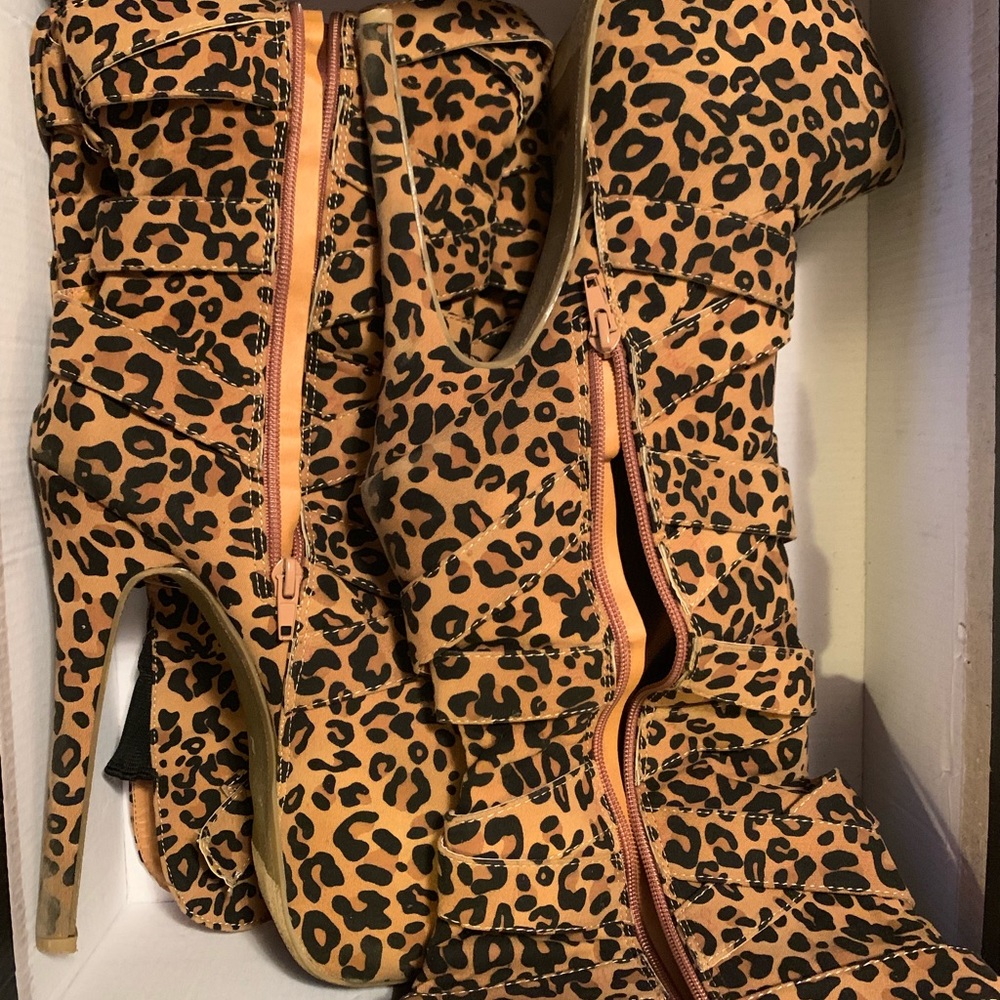 Leopard Thigh high boots